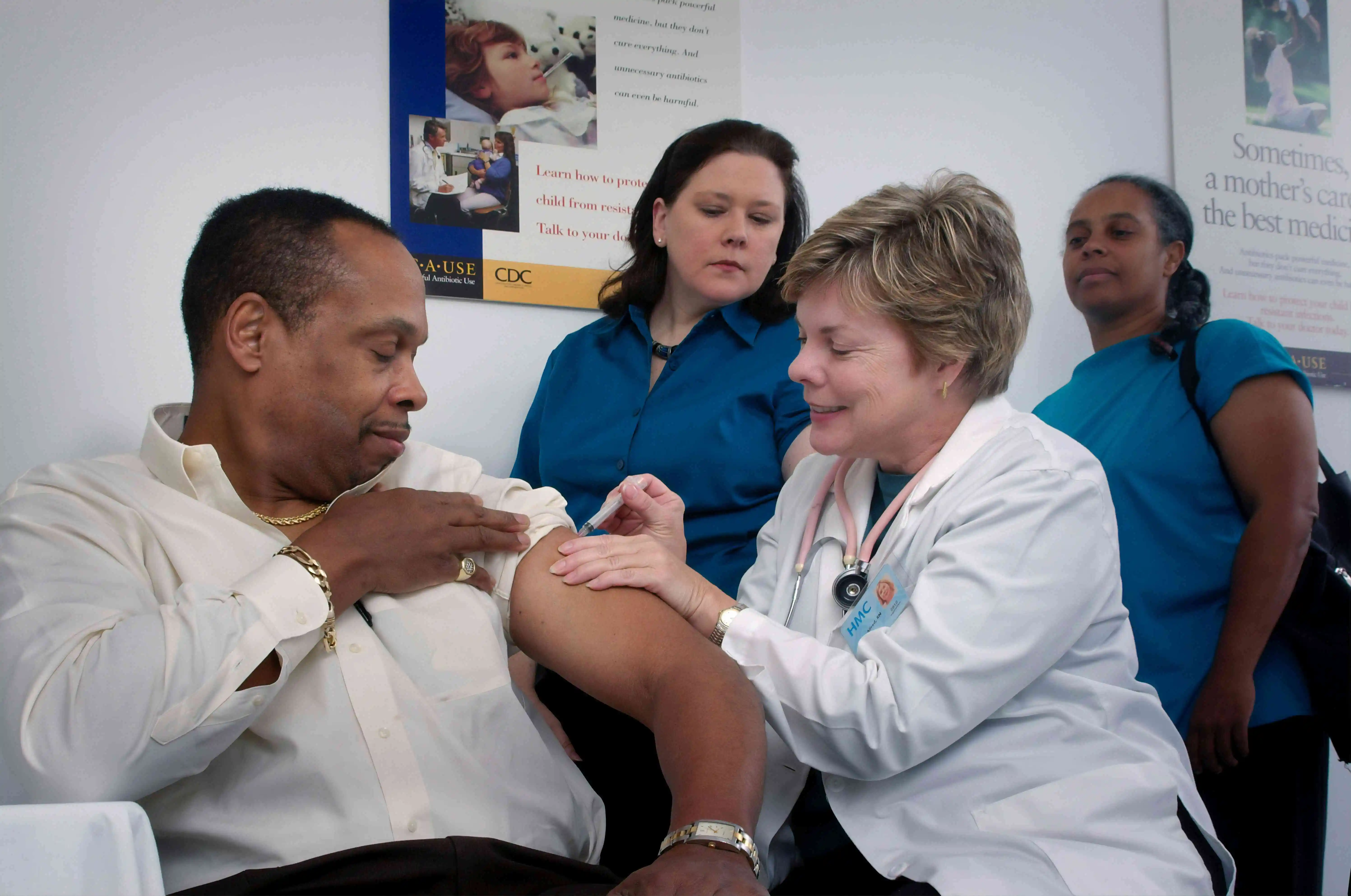 A nurse injecting a patient with a vaccine using a syringe bought at IorStore Medical Instruments